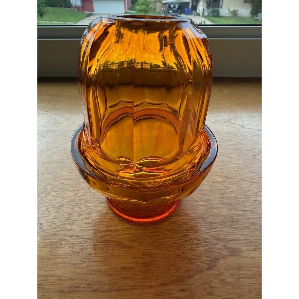 Viking Glass Persimmon Orange Arlington Fairy Lamp Glimmer GLOW MCM Vintage RARE
